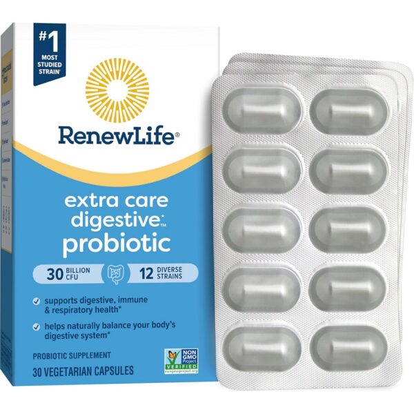 RenewLife Extra Care Digestive Probiotic, 30 Billion CFU, 30 Capsules