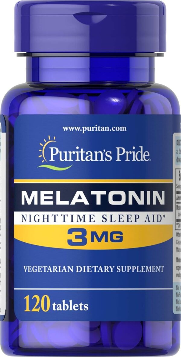 Puritan's Pride Melatonin 3mg, 120 Tablets - Nighttime Sleep Aid